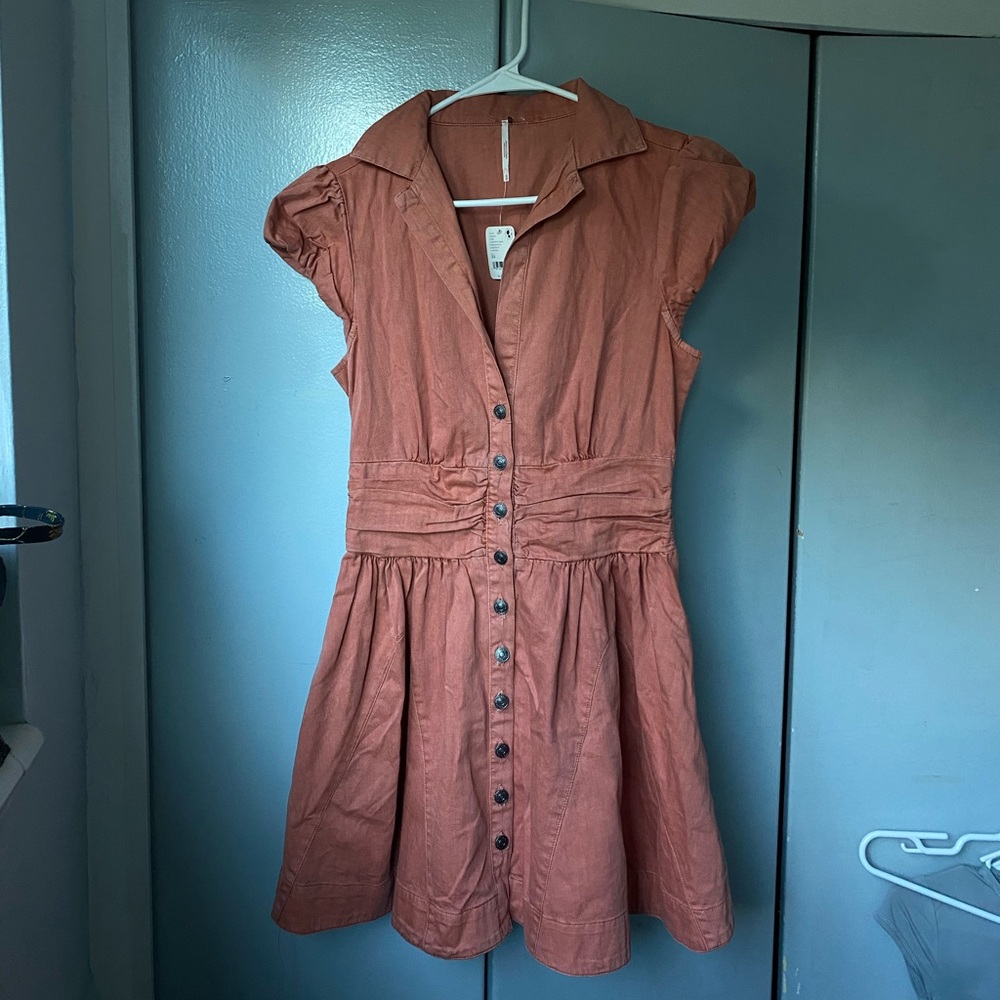 Free People CHESTER MINI DRESS IN LIGHTEST ROSE - Picture 1 of 14